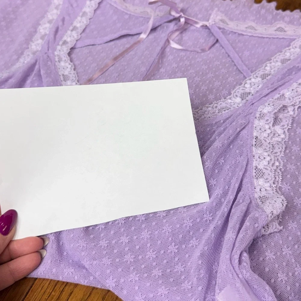 Frederick’s of Hollywood Lavender Lace Mesh Slip Dress Size Large Romantic Mesh